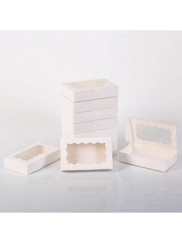 10Pcs/20Pcs Clear Window Packaging Boxes, Wedding Packaging Boxes, Party Transparent Packaging Boxes, Rectangular White Window, Valentine's Day Gift Boxes, Birthday Party Gift Boxes, Various Household Gathering Gift Boxes