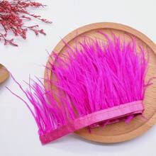 1米/卷 柔软白色人造羽毛边饰丝带 DIY工艺品 嘉年华服装 黑色羽毛 婚纱面料 家居装饰 时尚配饰饰边 | 蓬松质感 8-10厘米宽 - 彩色 - 查看 16