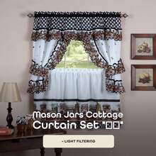 Kitchen Window Curtains - 91.4An X 144.8Al cm (1 Paneles) - View 2