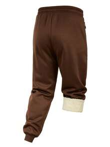 Men's Thermal Lined Sports Suit, Sweatshirt And Pants Set, Suitable For Outdoor Sports, Gym Workout, Autumn/Winter - Khaki - View 3