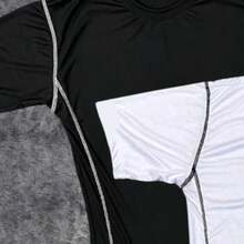 Men's Premium Pro Tight Gym Workout Bodybuilding Compression T-Shirt With Print - 1 Black + 1 White Kit With Print - View 2