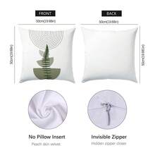 Set 4 buah Sarung Bantal Minimalis Abstrak Garis Hijau Daun Pola Geometris, Bahan Beludru Peach Cetak Satu Sisi, Ukuran 45*45/50*50/40*40CM, Cocok untuk Dekorasi Ruang Tamu Sofa Minimalis Modern, Hadiah, Dekorasi Pesta - MultiWarna - View 5