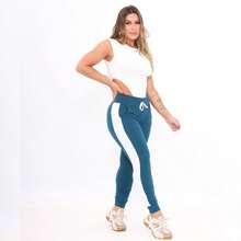 Kit With 2 Crepe Pants With Simple Knotted Belt, Pocket, Drawstring - Marsala and Turquoise - View 5