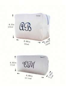 Personalized Waffle Travel Makeup Bag - Graduation Season Return Gift Customized Letter Makeup Bag, Embroidered Toilet Bag, Bridesmaid Gift, Wedding Gift, Ladies Gift, Makeup Bag, All-Purpose, Large Capacity, Versatile, Adorable, Contracted, Funny, Kawaii, Y2K, Minimalist, Commuting, Business Casual, Basics, Custom, Personalized, For Birthdays, For Holiday/ Vacation, For Outdoors/Outings/Travel/Hiking/Stadium/Sports/Climbing, For Business/Commute/Work/Office, Customized Women Bags, Delicate Romance, Travel Gift, Travel Gift For Family, New Year Glamour - Multicolor - View 4