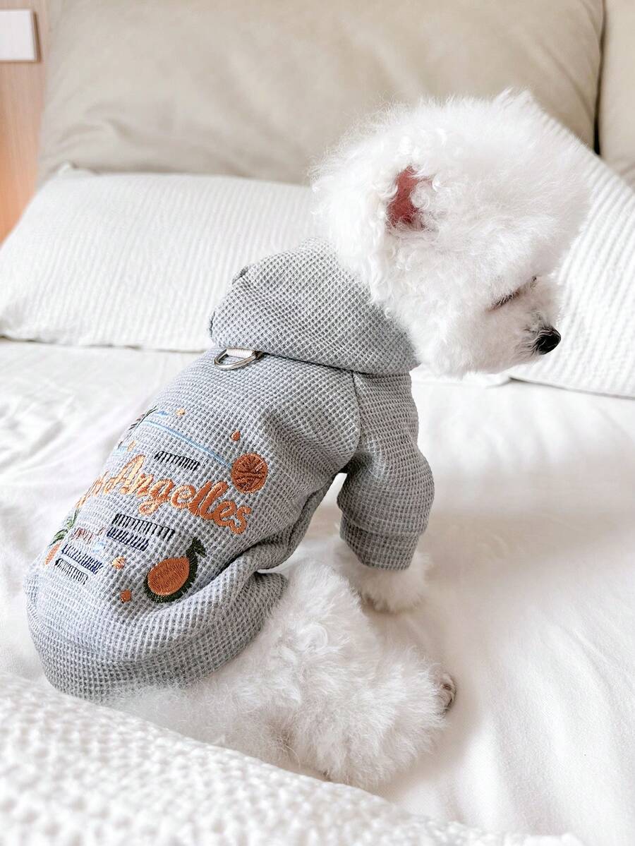 1件宠物衣服，狗狗/猫咪服装，小型犬可爱装扮，保暖舒适的小型宠物卫衣，适合秋冬季穿着 - 灰色 - 查看 1