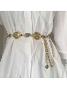 1 件女士时尚金属链条腰带，复古波西米亚风，搭配秋季、万圣节连衣裙和套装 - A - 查看 3