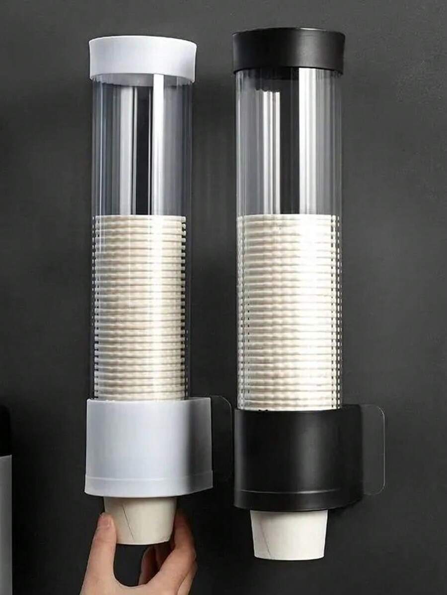 1个一次性纸杯托，无需钻孔，可放置杯子/玻璃杯，设计 - 短款透明白 - 查看 1