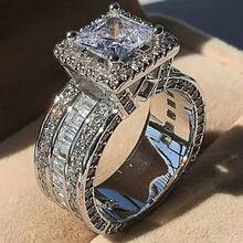 Luxury Ultra Shiny Women's Men's Fashion Ring Exquisite Silvery Synthetic  Wedding Ring Women's Engagement Jewelry - 7 - View 1