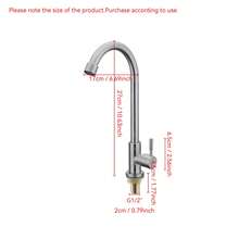 1 pieza Grifo de cocina de acero inoxidable de alta calidad, grifo de fregadero de agua fría, grifo giratorio 360° a prueba de salpicaduras, grifo de lavabo de baño de acero inoxidable, artículos de cocina, accesorios de cocina, utensilios de cocina - Plateado - Ver 4