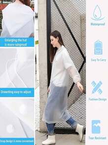 Unisex Long Raincoat, AVA Thickened Waterproof Hooded Raincoat, Windproof Quick-Drying Breathable, Suitable For Cycling, Hiking, Outdoor Activities, Back To School