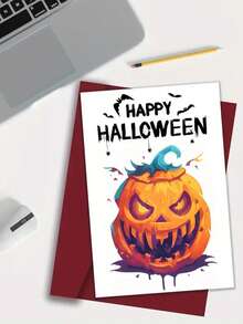 个性化花卉万圣节贺卡、手写节日派对邀请卡、留言卡、礼品装饰卡、创意鬼魂卡通邀请卡、主题派对用品、适合定制万圣节派对邀请卡、可定制任何场合邀请卡、无信封、用于学校用品、返校