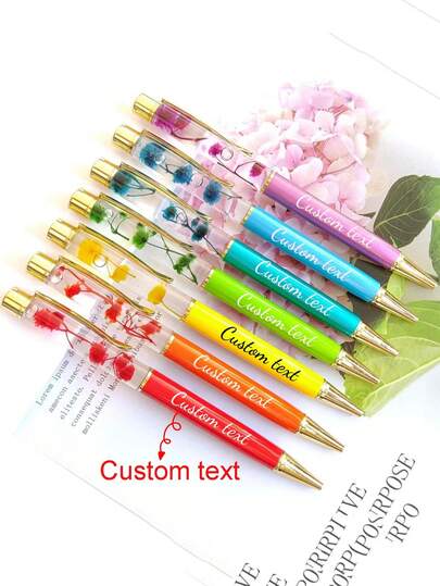 Customized Dried Flower Pen, Creative Minimalist Handmade Dried Flower Metal Ballpoint Pen, Back To School Gift, Gift For Friends,Office & School Supplies,Xmas Decoration,Smooth Writing Pen,New Job, Office Supplies