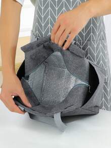 1 件大容量保温午餐袋，铝箔加厚午餐盒袋，便携手提袋，适合工作 - 灰色 - 查看 5