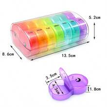 每周药盒收纳盒 | 易于打开的 7 天每日 2 次药片盒 | 旅行药盒，带按扣盖设计 | 适用于维生素、补充剂和药物的药片收纳盒（曲线标记） - 彩色 - 查看 4