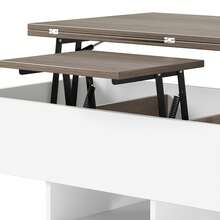 BALCONERA  White & Gray 4-In-1 Multi-Functional Lift-Top Coffee Table – Liftable Table With Drawers & Storage Space, Converts To Dining Table For Living Room/Dining Room - White - View 9