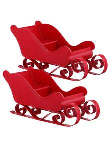 2pcs/1pc Santa's Sleigh Miniature Landscape Display Decoration Gift, Snowman Reindeer Sleigh Container Suitable For Christmas, Christmas Eve, Theme Party, Shopping Mall, Home Decor, Surprise Gift For Loved Ones, Friends, Perfect Party Favor