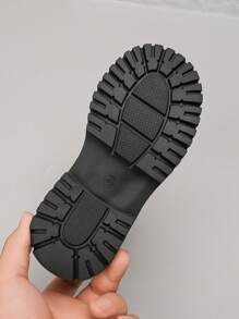 切尔西靴经典圆头仿皮踝靴侧拉链防滑鞋底秋冬女童男童儿童 - 黑色 - 查看 7