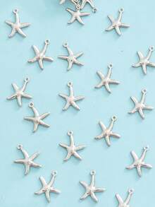 20pcs Stainless Steel Hollow Starfish Beach Ocean Holiday Style Animal Series Fashion DIY Jewelry Pendant - Silver - View 3