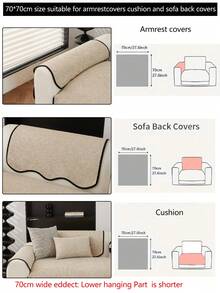 1pc Versatile Chenille Sofa Cushion Cover, Modern Simple Anti-Slip Sofa Seat Protector, Dust-Proof And Washable Sofa Slipcover, Beige Fashionable Soft Non-Fading Non-Shedding Bedroom Decor Pet-Friendly Cover, Adjustable For Corner Sofa, Bedroom, Office, Living Room Combination Furniture, L-Shaped Sofa And 1/2/3/4 Seat Sofa - Beige - View 16