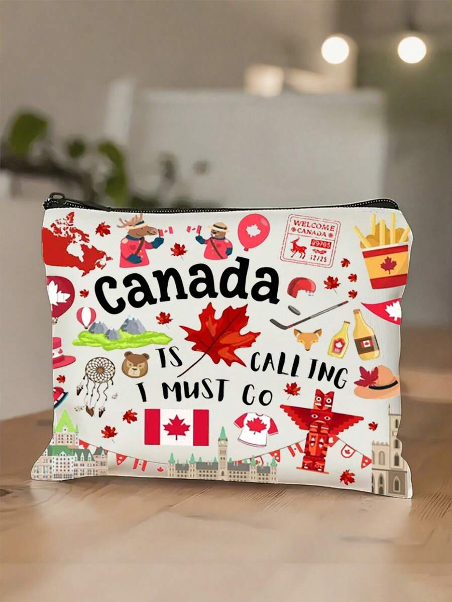 Borsa cosmetica a tema canadese, un must-have per un viaggio in Canada, una borsa da viaggio compatta, un regalo a tema canadese, un organizer portatile per articoli da toeletta, un must-have per viaggi, vacanze, attività lavorative, fitness e all'aperto, una borsa pieghevole leggera con cerniera e grande capacità, borsa da viaggio per articoli essenziali, per la scuola, le vacanze, il ritorno a scuola, cosmetici, borsa da viaggio per donne
