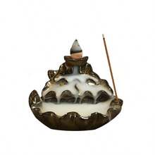 1PC Incense Waterfall Aroma Fireplace Backflow Incense Burner Ceramic Crafts Stone Mill Incense Burner Buddha Hand Tower Incense Burner Backflow Smoke Incense Road Mountain Stream Ornaments - Ancient City Wall - View 2