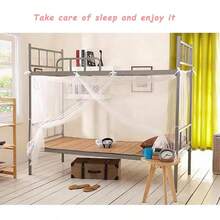 MRATIONDorm Home Bunk Nets Bed Curtains Cloth Bed Canopy Blackout Men Women Curtain Shading Nets Breathable Dustproof Single Sleeper - A-白色 - 查看 6