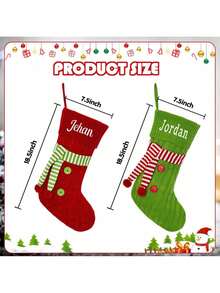 1 szt. Spersonalizowana skarpeta świąteczna z haftowanym imieniem, w stylu vintage, z mieszanki bawełny, w kształcie buta, z pętelką do zawieszania, świąteczna torebka prezentowa do dekoracji kominka