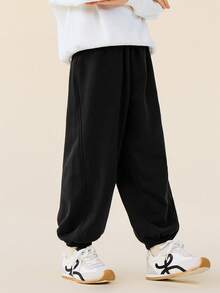 mini bala Pantalón jogger de algodón suave y elástico unisex para niños, otoño 2025 - negro - Ver 3