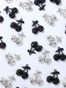 Halloween Cherry Skull Alloy Pendant For Jewelry Making, DIY Handmade Bracelets Necklaces Earrings Keychains Crafts Accessories, Halloween Gifts