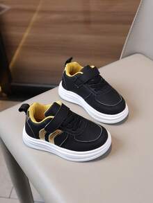 1 Pair Spring/Autumn New Kids Sports Shoes, Lightweight Girls Casual Sneakers, Soft Sole Toddler Shoes - Black - View 4