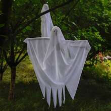 Ornament suspendat cu fantomă pentru decor de Halloween, recuzită de aranjament exclusiv pentru locații transfrontaliere, decor suspendat cu groază, fantomă mică suspendată albă