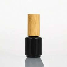 1pc 15ML Nail Polish Refillable Bottle With Bamboo Lid, Glass Makeup Brush Covered Bottle For Nail Art Supplies, Sample Size Screw Cap Refillable Bottle