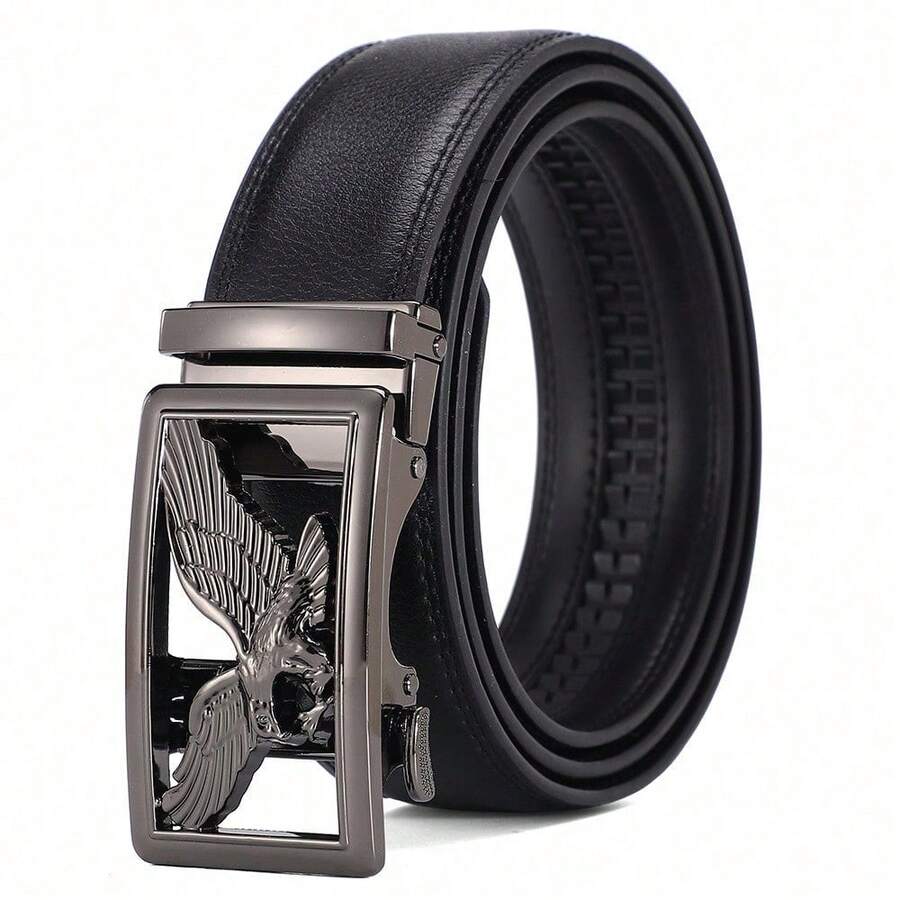 Men's Fashion Business Luxury Vintage Designer Brand Genuine Leather Belt High Quality Women Genuine Leather Dress Strap For Jeans - 黑色 - 查看 1