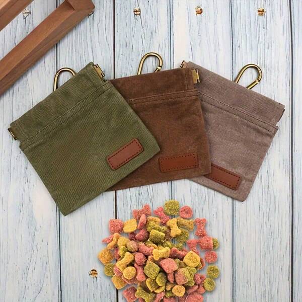 Canvas Waist Mounted Waterproof Pet Treat Bag, Outdoor Dog Walking Reward Pouch