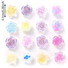 50 piezas/100 piezas/set de cuentas de resina de camelia brillante DIY Artesanías de colores caramelo con cuentas planas de flores para decoración de fundas para teléfonos Jewelry Cuentas con parches de flor de Camelia de dos colores de loto