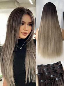 ZURO 16 Clips 22 Inch 7pcs Ombre Straight Synthetic Hair Extensions For Women - Multicolor - View 10