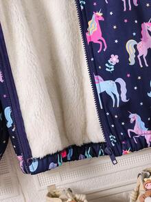 幼儿独角兽印花保暖连帽夹克