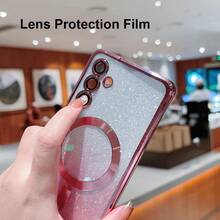 磁吸式渐变亮面电镀软TPU手机壳，兼容三星Galaxy S26 Ultra S25FE A17 A56 A36 A55 A15 A36 A26 A16，以及 17 17e 16 15 14 13 12 11，全方位保护摄像头，适用于A系列和S系列手机，国际版，非国内版。 - 粉色 - 查看 7