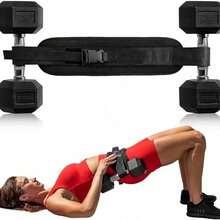 Weighted Hip Thrust Belt, Adjustable Fitness Waist Support For Glute Bridges, Dumbbell Compatible - Black - View 3