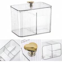 NEWTbestmax Qtip Holder Dispenser 3Section Clear Bathroom Organizer Jar 3 Grids Cotton Swab Pad Ball Holder Container Cosmetics Storage For Vanity7.3 - Clear - 查看 6