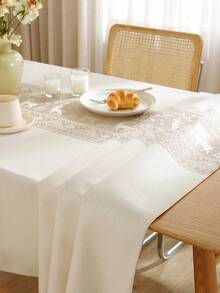 1pc Beige & Coffee Reindeer Pattern Table Cover, Minimalist Nordic Style Table Cloth, Square Tabletop Protective Dust Cover, Suitable For Kitchen, Wedding, Coffee Table, Ideal For Summer & Autumn Events, Table Decor Table Cloth Rectangle - New Year Essentials - For Christmas Gift - Coffee Brown - View 11