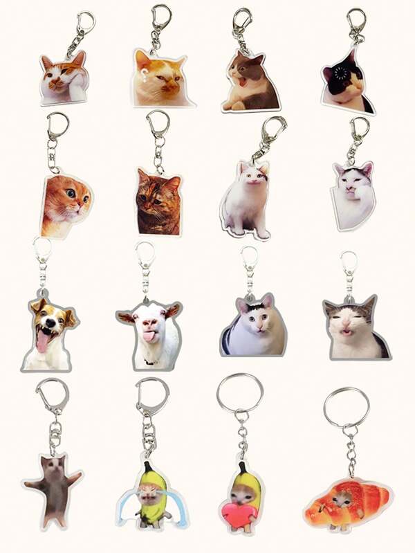 1PC/5PCS Acrylic Cat Emoticons Meme Cat Funny Cat Memes Series Keychain Cute Things Crying Cat Acrylic Keychain Wallet Keychain Accessories Charms Pendants Car Keychain Bag Lanyards Zipper Charms Creative Gift Car Keychain Bag Decoration For Daily Car Accessories Bag Charm School Goth Y2k