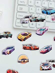 SCXXBSW 50 piezas Pegatinas de autos deportivos de dibujos animados y graffiti decorativas para tazas de agua, cuadernos, equipaje, resistentes al agua - Multicolor - Ver 9