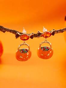 2 件万圣节时尚油滴南瓜耳环 - 彩色 - 查看 3