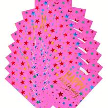 20 个/40 个生日礼品袋，粉色、海军蓝、浅蓝色、白色混合色，带星星、五彩纸屑、“生日快乐”字母图案礼品袋，生日主题礼品袋，用于送礼、生日庆祝、活动、派对、铝箔礼品袋、礼品袋、手提袋