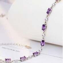 1pc S925 Sterling Silver Purple Crystal Bracelet - Hypoallergenic - Luxury Purple Crystal Plated Bracelet - Suitable For Various Occasions And Casual Wear - Women Jewelry