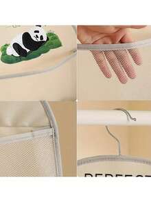 1pc Hanging Underwear & Sock Storage Bag, Multi-Functional Hanging Pouch, Panda Pattern Lingerie & Sock Bag, Breathable Wall-Mounted Storage Bag For Bathroom, Bedroom, Kitchen, With Hanging Strap, Beige Wall-Mounted Storage Bag, Dorm Essential Clothing Organization Bag, Wardrobe Storage - Beige - View 3