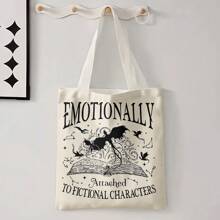 1pc Spacious Double Sided Printed Canvas Tote Bag With Adjustable Straps Style Durability For Shopping, Travel, Daily Use, And Gift Giving. Choose Your Favorite Strap Color For Personalized Comfort.