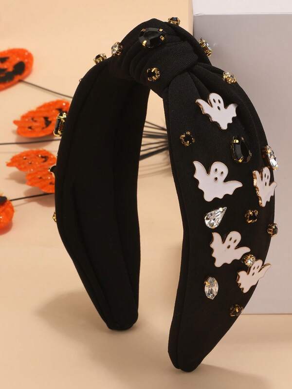 قطعة واحدة من اكسسوار شعر إبداعي بشكل شبح لليلة الهالوين للنساء، شريط شعر، حلقة شعر، شرائط الرأس، باللون الأسود، اكسسوارات شعر، اكسسوارات للاحتفالات، أساسيات زي ليلة الهالوين