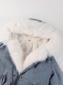 Women's Denim Jacket Sherpa Fleece Lined Coats Faux Fur Warm Jean Jean Trucker Outerwear